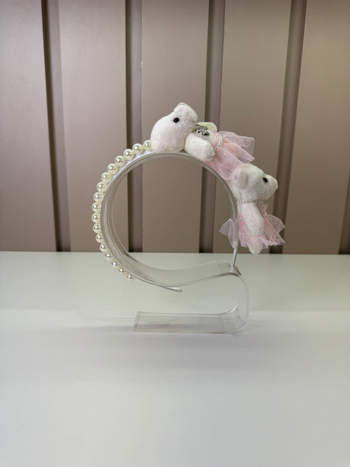 Arquinho Infantil de Ursinhas Bordado e Pérolas - Luluzinha