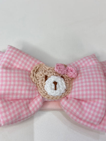 Faixa Bebê Laço Ursinha Crochê - P Mini por Pituchinhus