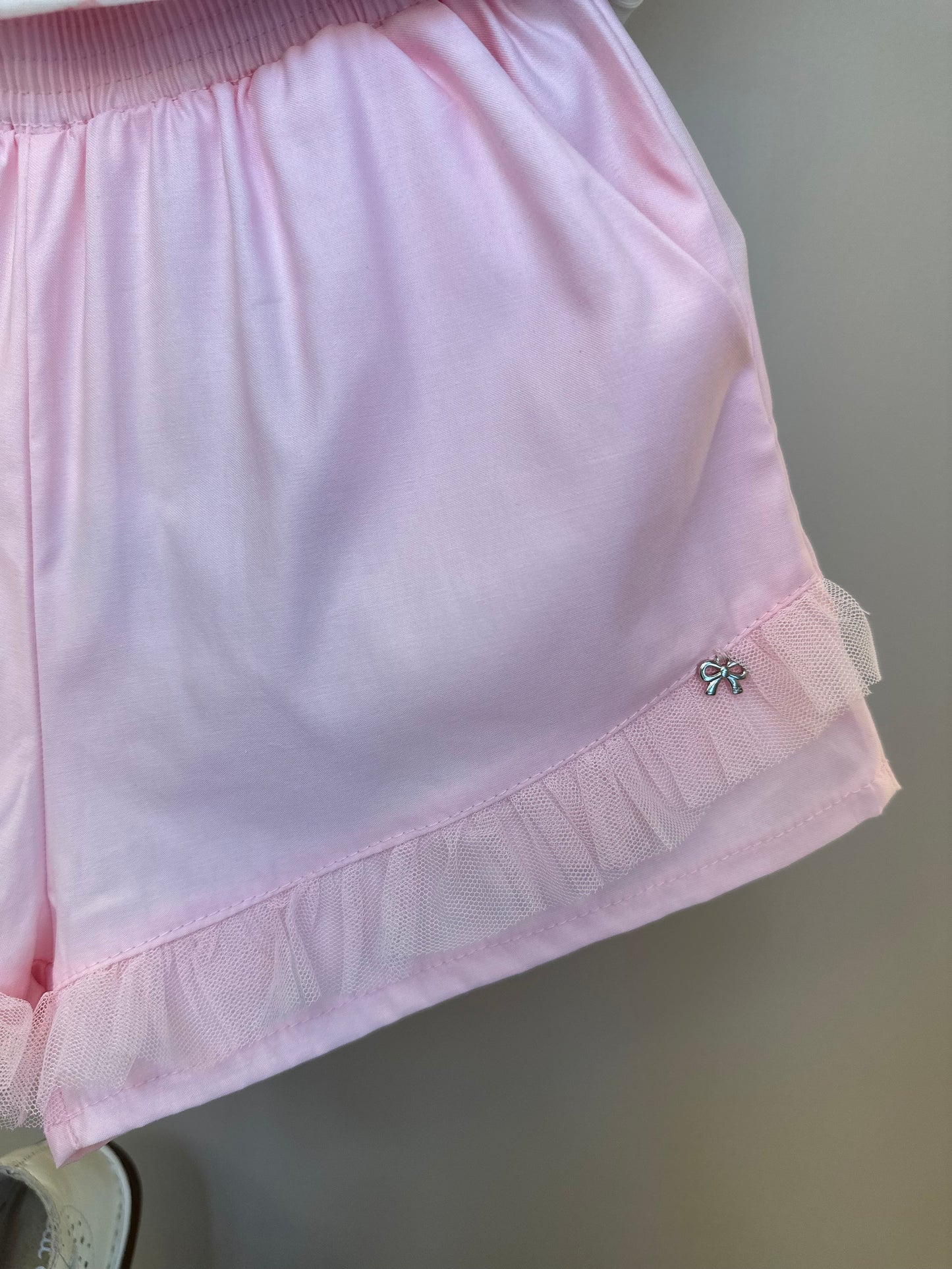 Conjunto Infantil Blusa Carrossel Shorts Babado Rosa - Petit Cherie