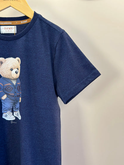 Camiseta Infantil Algodão Teddy Vintage Marinho - Dame