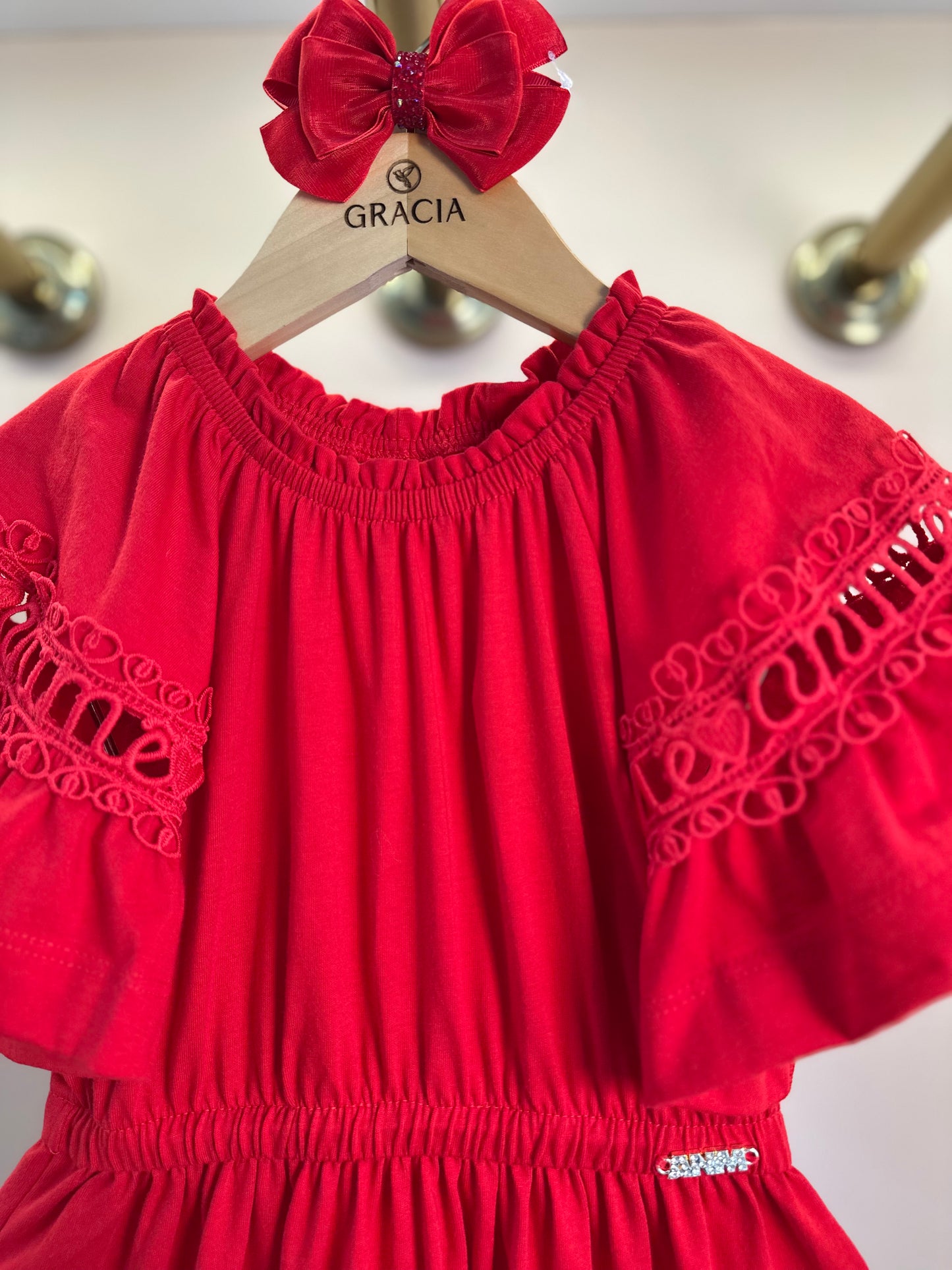 Vestido Infantil Vermelho Preppy - Animê