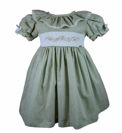 Vestido Infantil Clássico Luxo Rococo Verde Busto Bordado - Roana