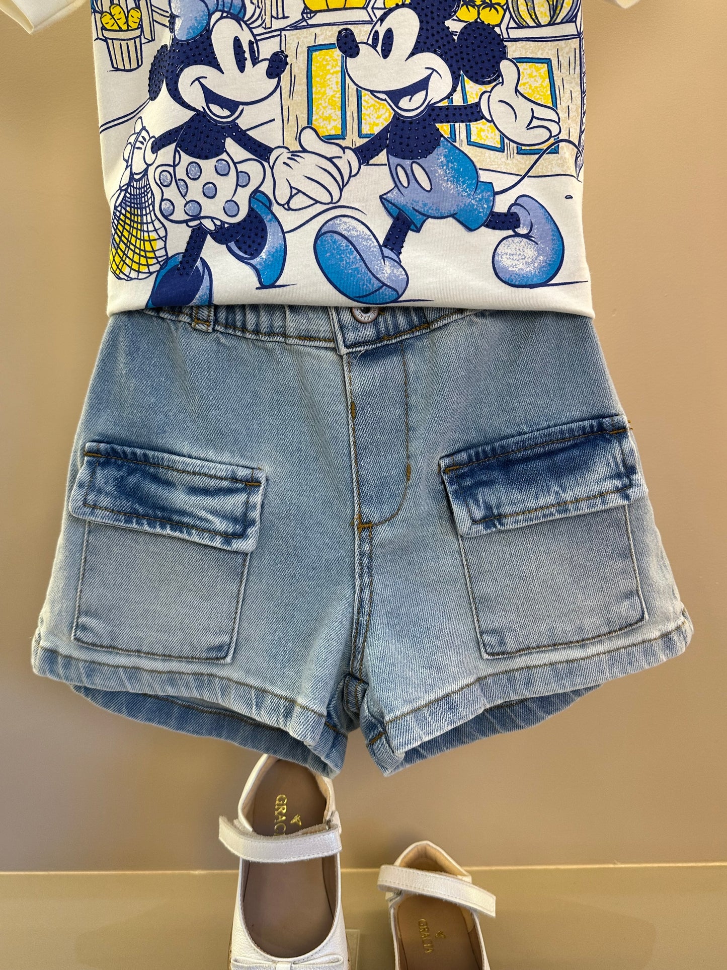 Conjunto Infantil Blusa Mickey e Minnie e  Shorts Jeans Two - Animê