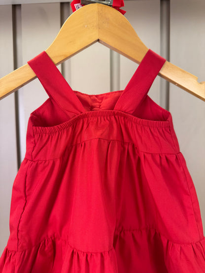 Vestido Infantil Laço Maxxi Babados Em Camadas Vermelho - Mon Sucre
