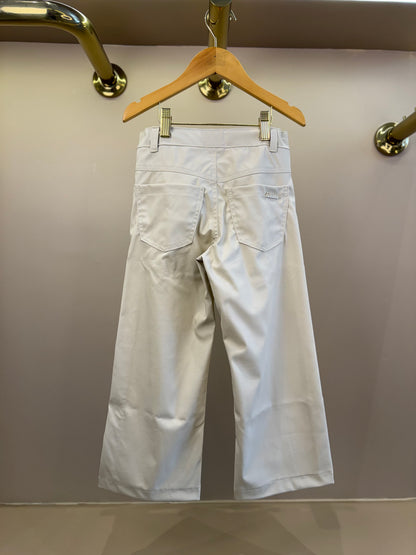 Calça Wide Leg Couro Fake Pingente de Urso  Bege - Luluzinha