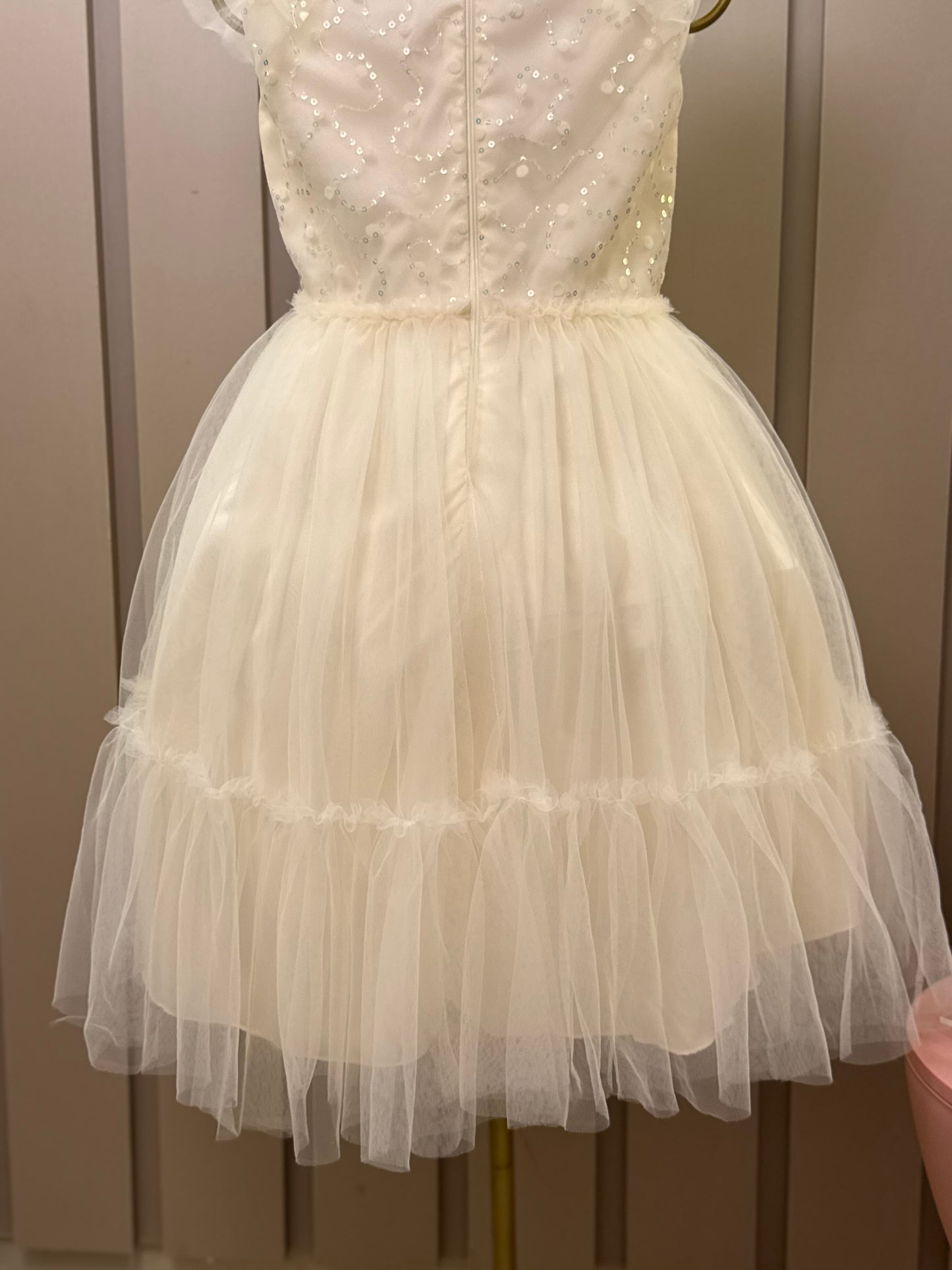 Vestido Infantil Festa Tule Bordado Flocado Busto Amarelo - Petit Cherie