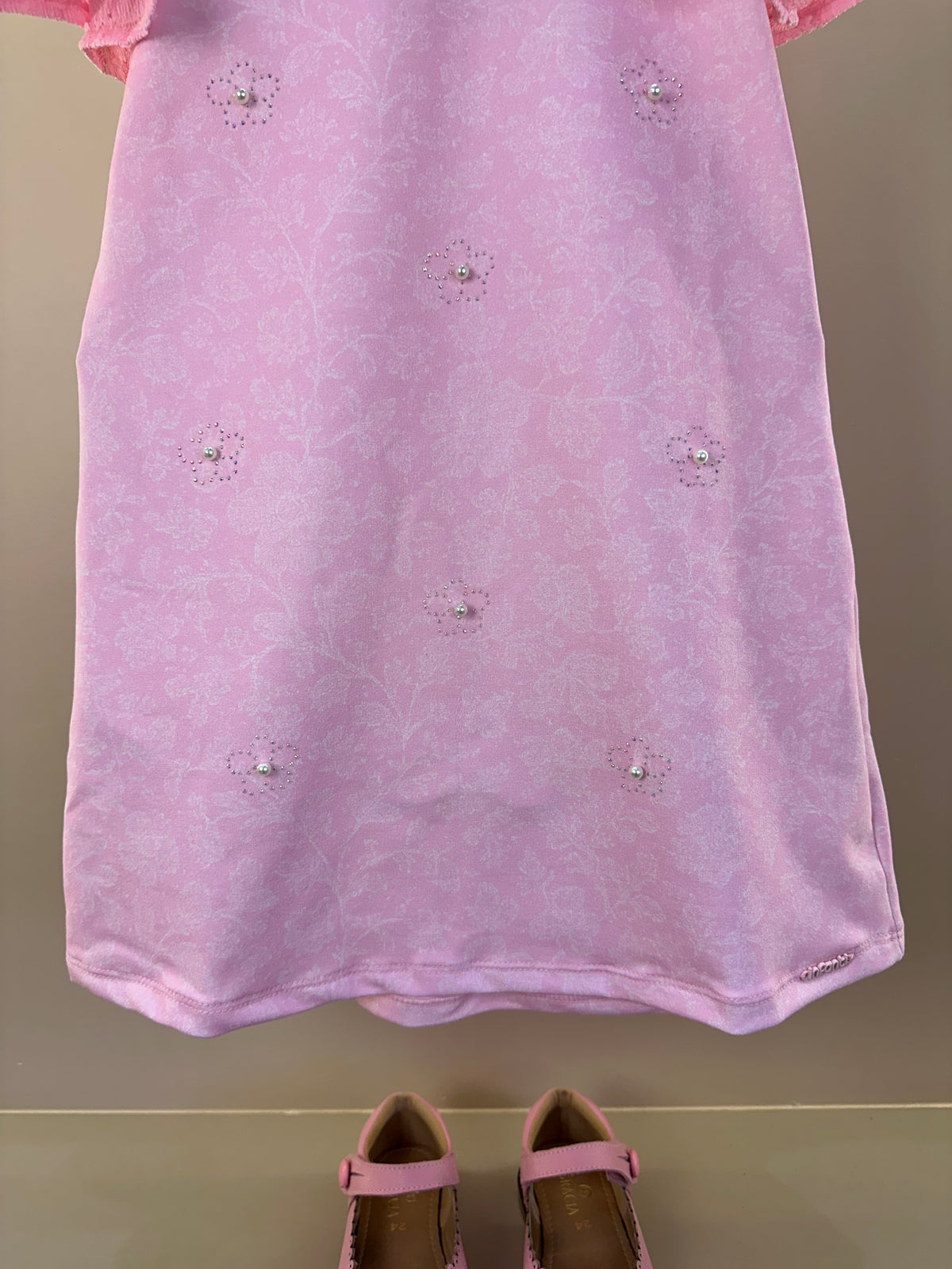 Vestido Infantil Rosa com Pérolas - Infanti