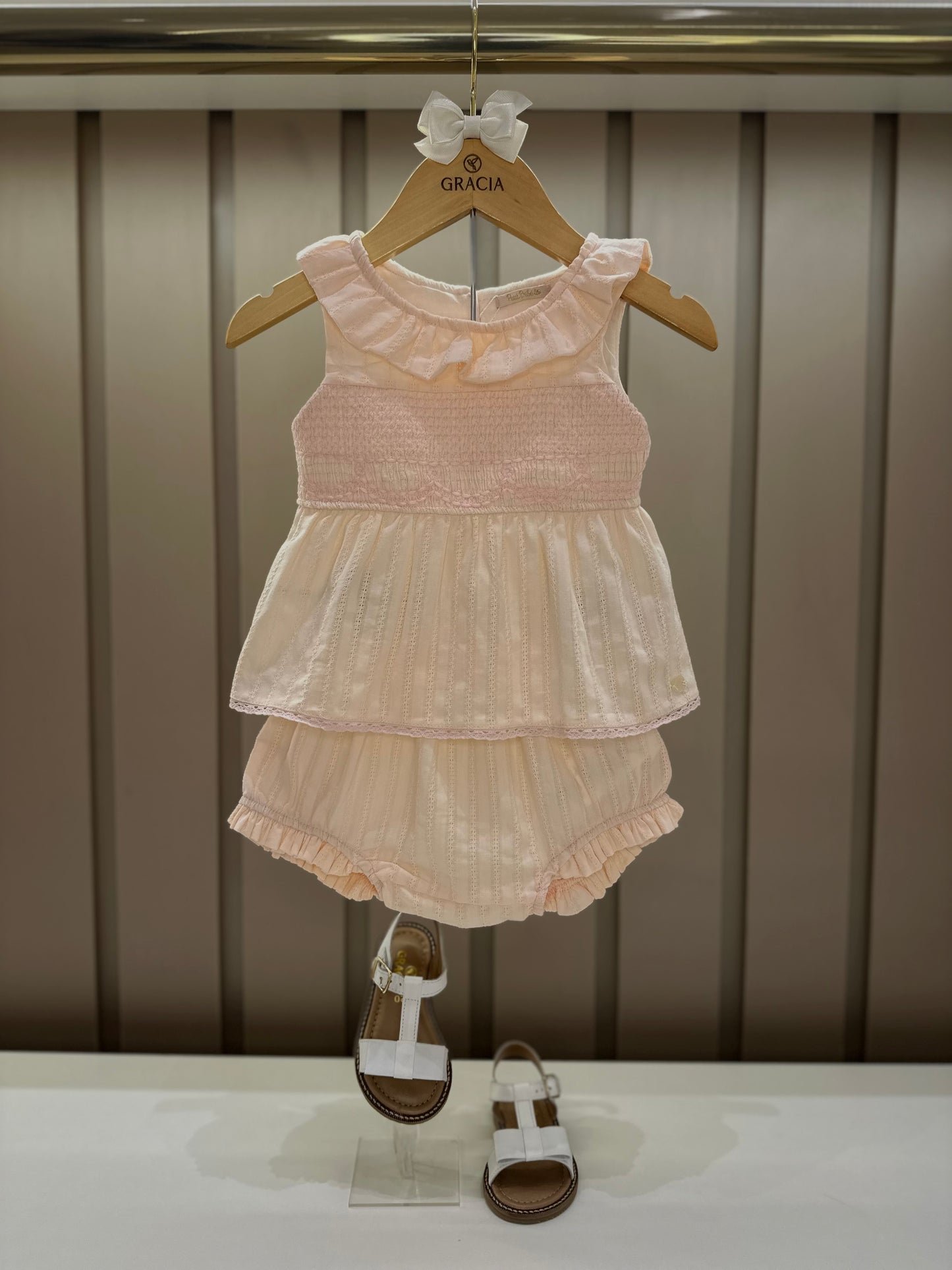 Conjunto Bebê Bata Golinha Bordados e Calcinha - Petit Cherie