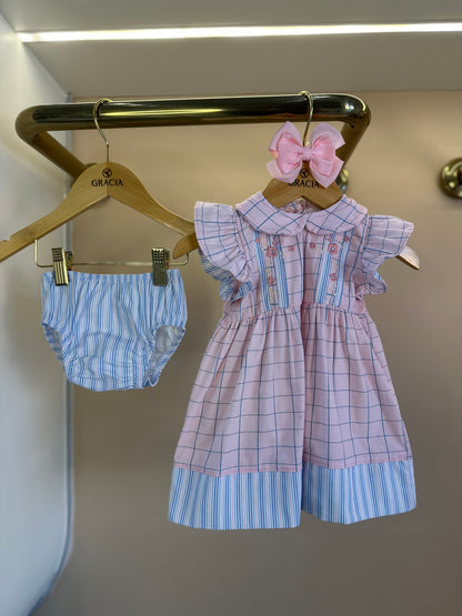 Vestido Bebê Algodão Bordado Golinha Rosa - Charpey