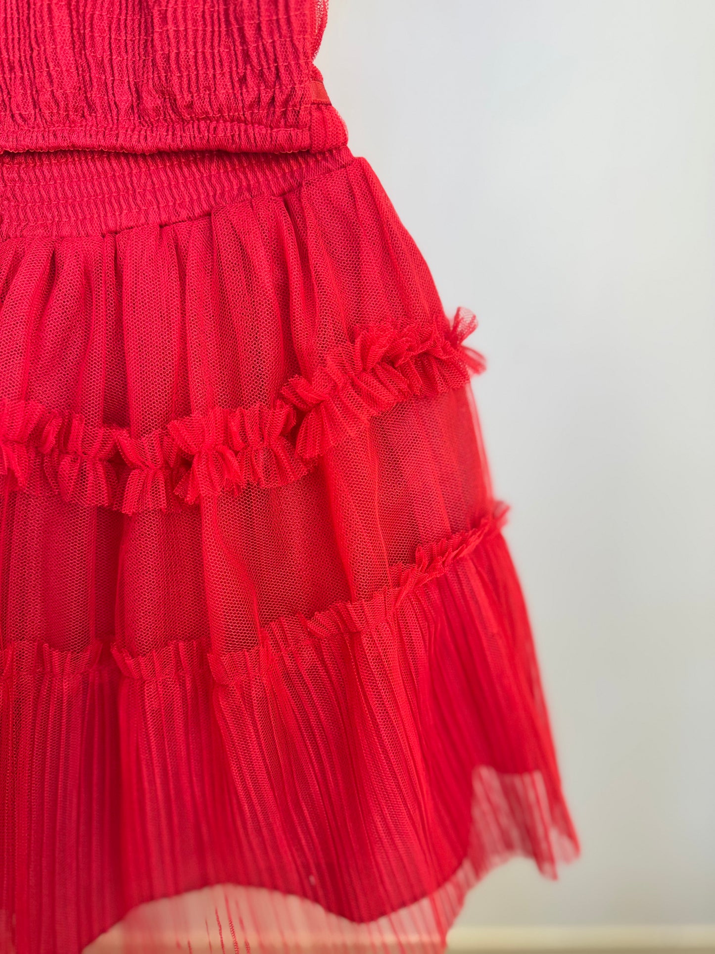 Conjunto Infantil Blusa Lacinhos e Saia-short Tule Babado