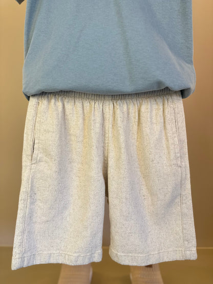 Conjunto Infantil Camiseta Algodão Teddy Conversível Malibu e Bermuda Linho Elastano Bege - Dame