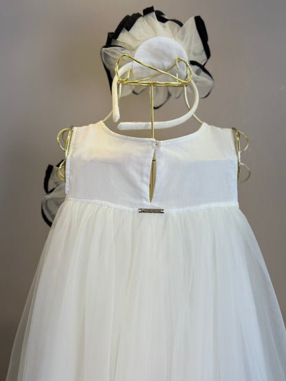 Vestido Infantil Tule Max Flor Bicolor - Pituchinhus