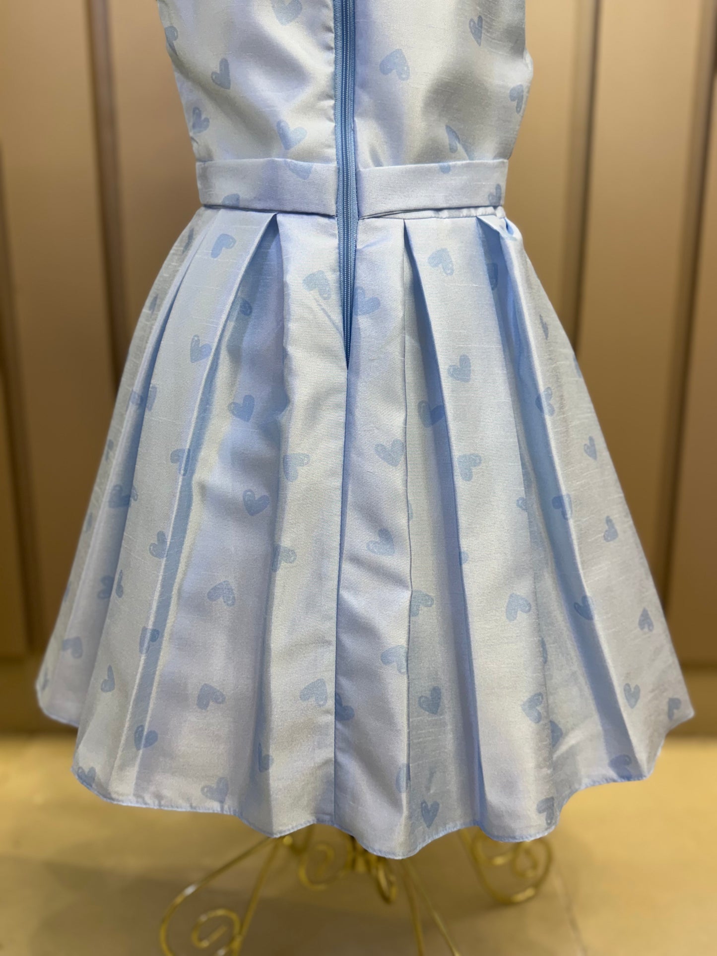 Vestido Infantil Festa Azul Corações Laço Cintura - Mon Sucré