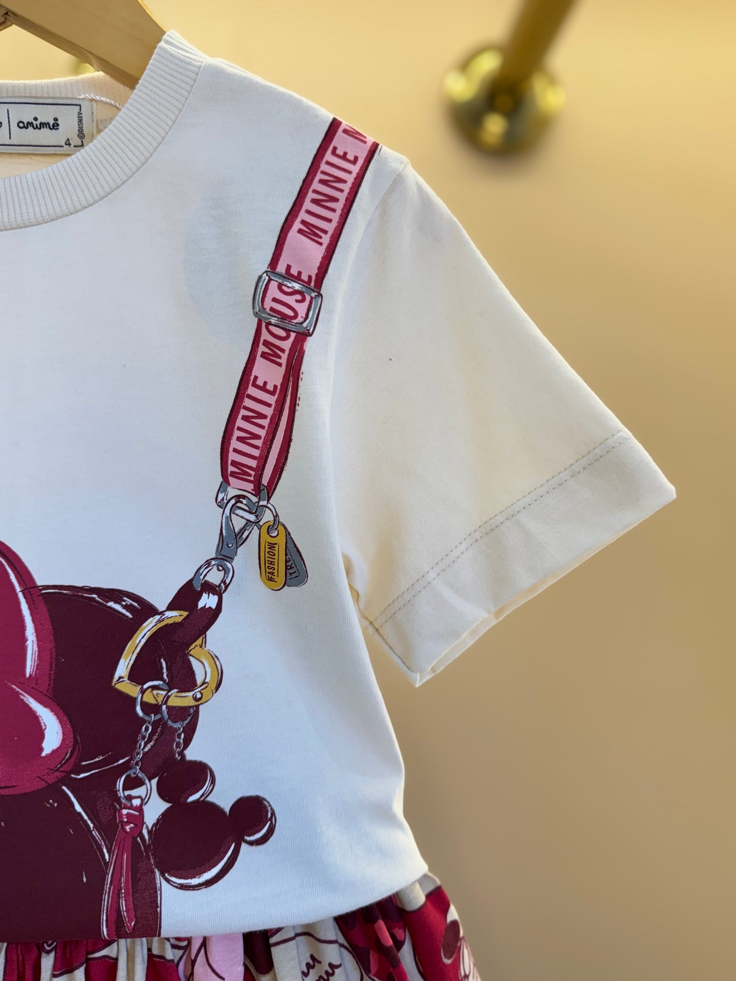 Conjunto Infantil Camiseta MC e Saia Minnie Mouse Hearts - Animê Petite