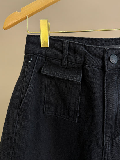 Calça Teen Jeans Cargo Preta – Authoria