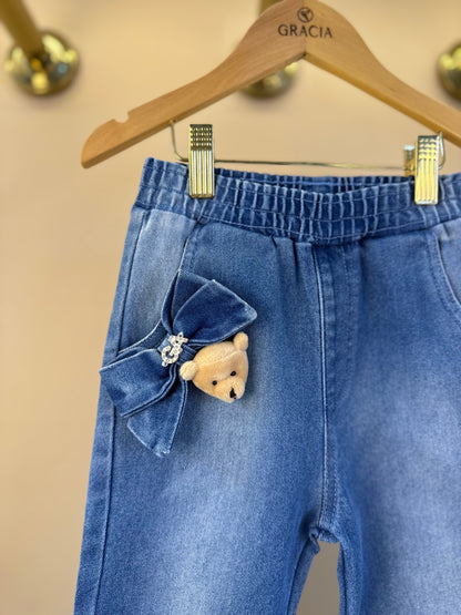 Calça Infantil Jogger Ursinho Jeans - Gabriela Aquarela