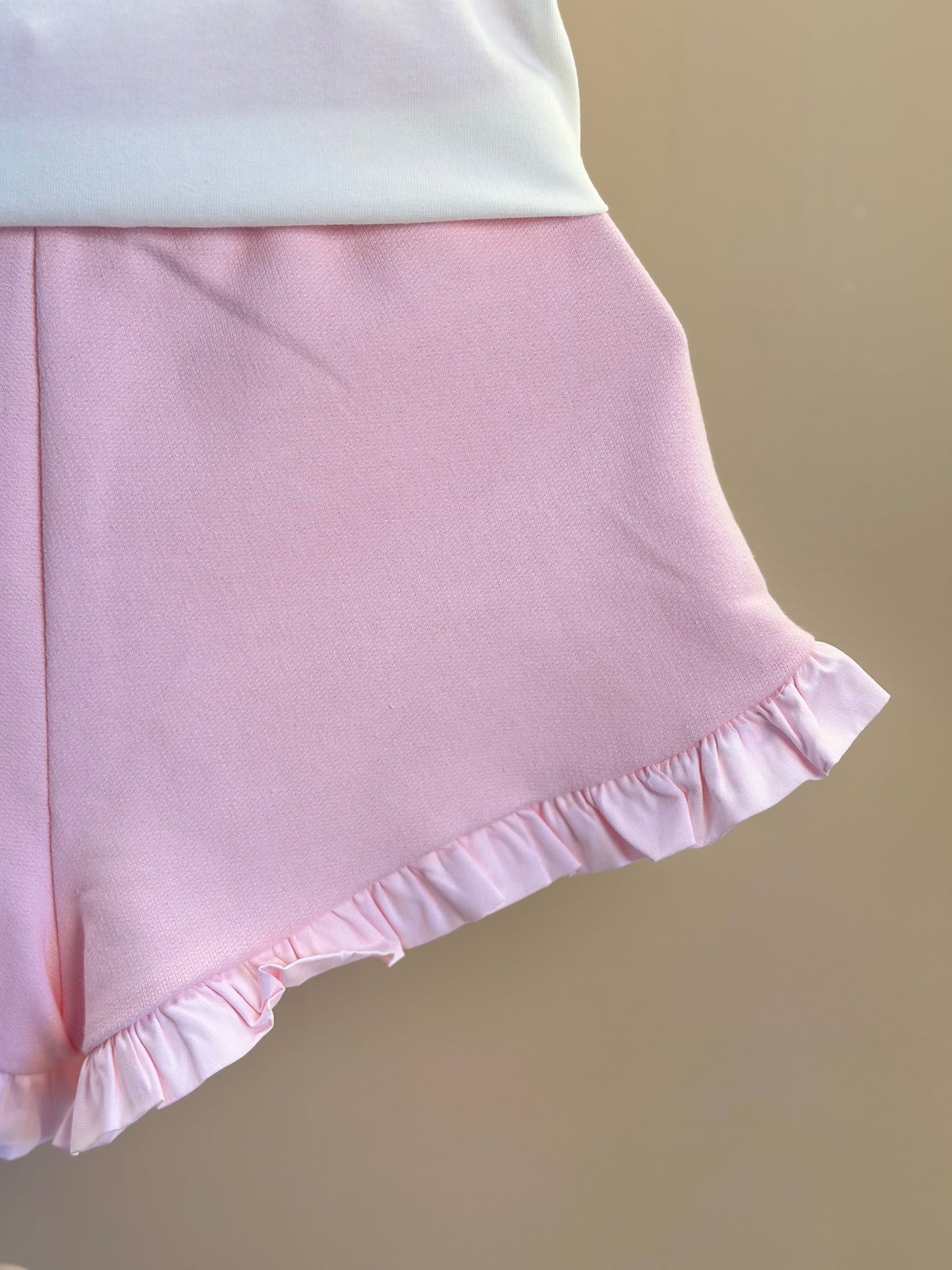 Conjunto Infantil Blusa Algodão Cotton Floral  Strass e Shorts Moletocotton Babadinho Rosa - Luluzinha