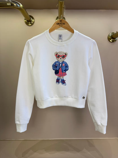 Blusa Moletom Teen Ursinha College Off White - Two In