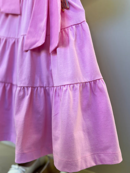 Vestido Infantil Algodão Laços Rosa Girly - Animê Petite