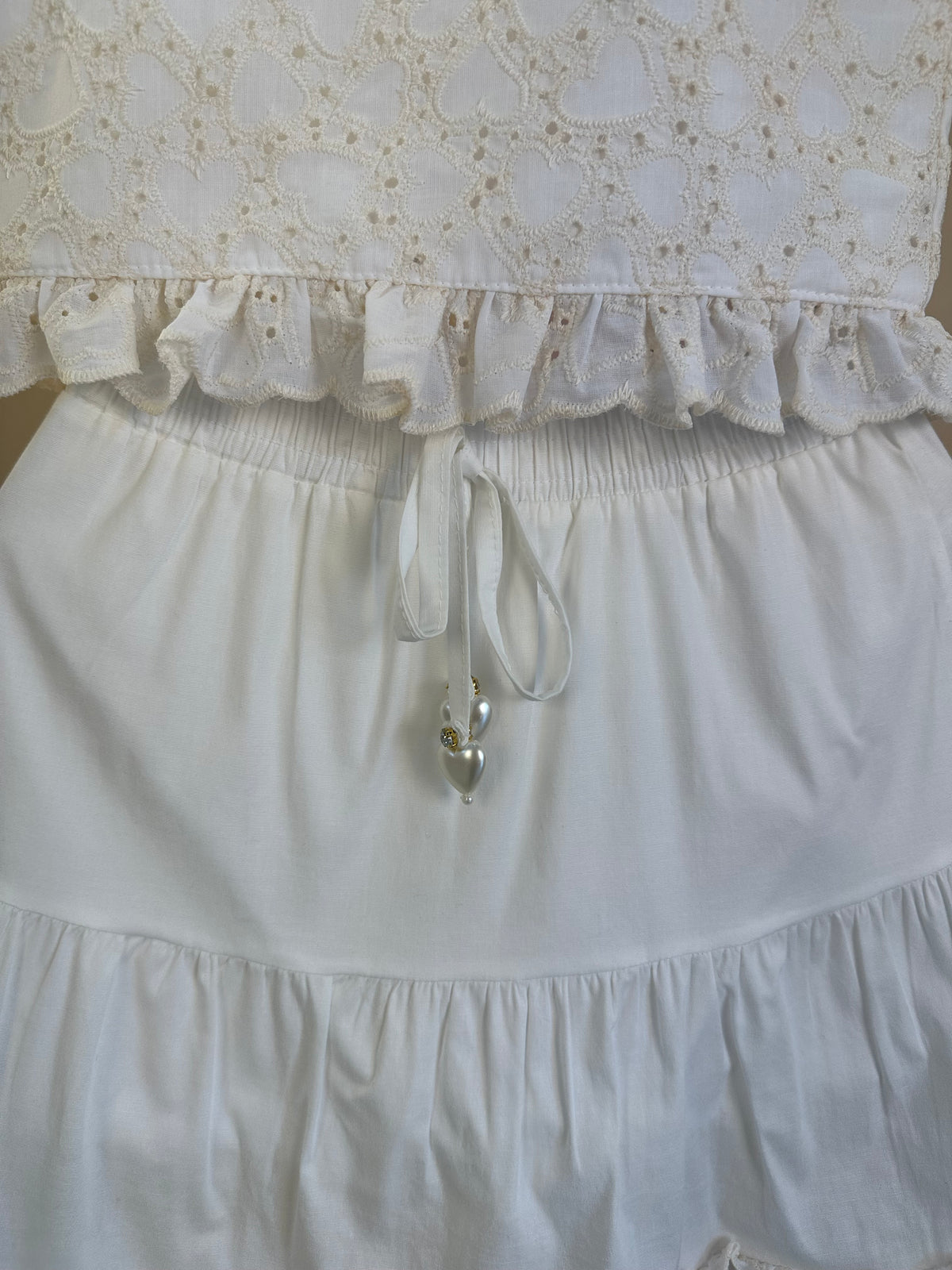 Conjunto Infantil Blusa Cropped Bordado de Coração e Saia Midi - Gabriela Aquarela