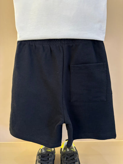 Conjunto Infantil Camiseta Listrada Preta e Bermuda Total Black - Little Johnny