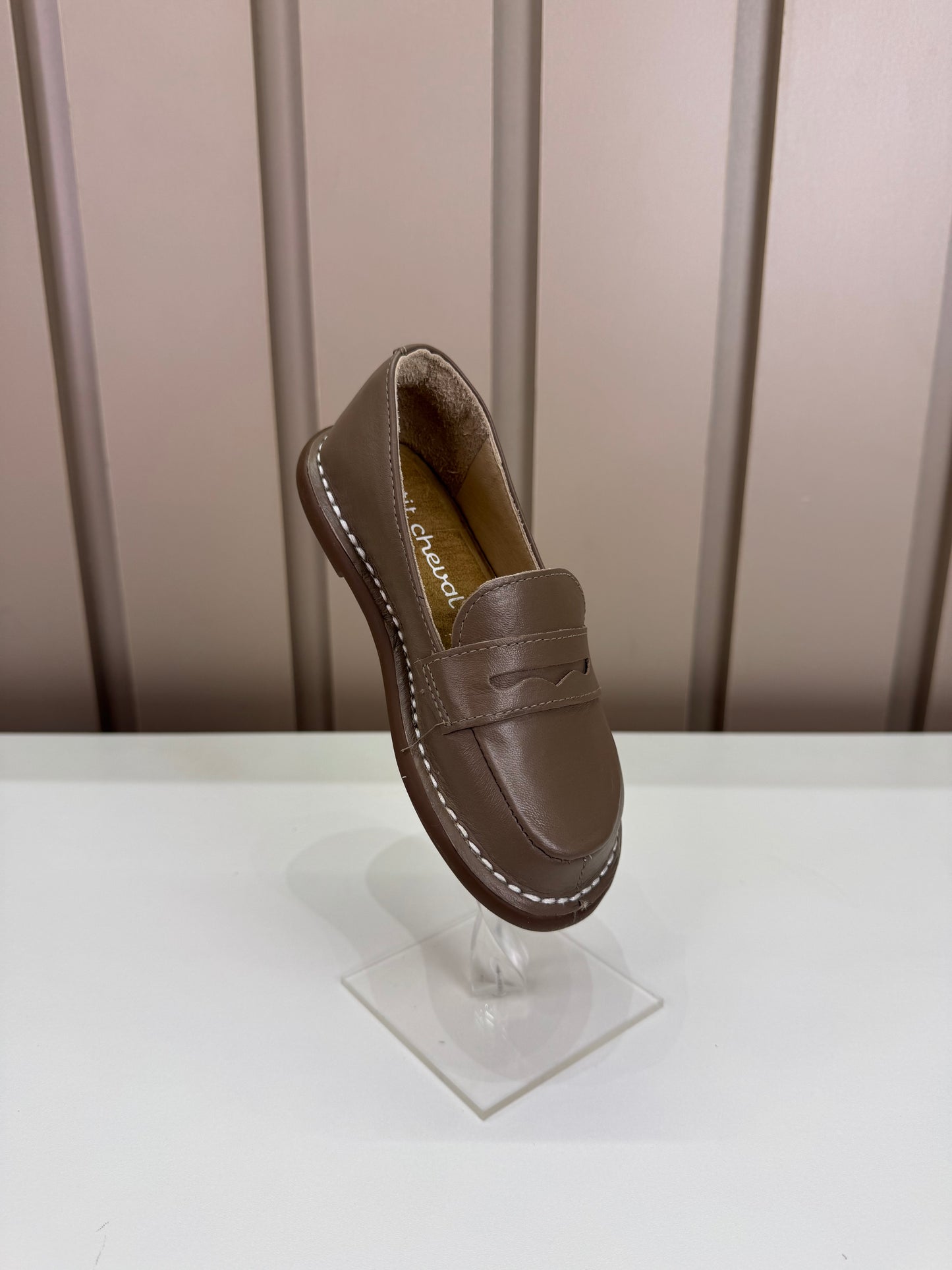 Mocassim Infantil Couro Moca Grigio - Petit Cheval