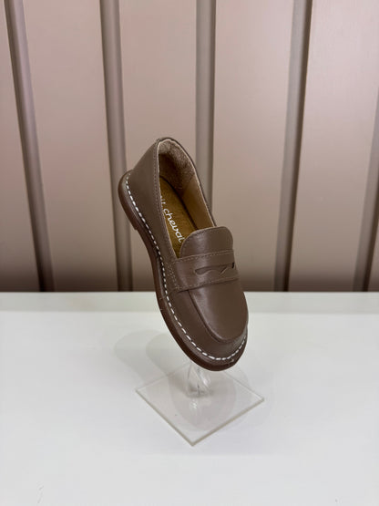 Mocassim Infantil Couro Moca Grigio - Petit Cheval