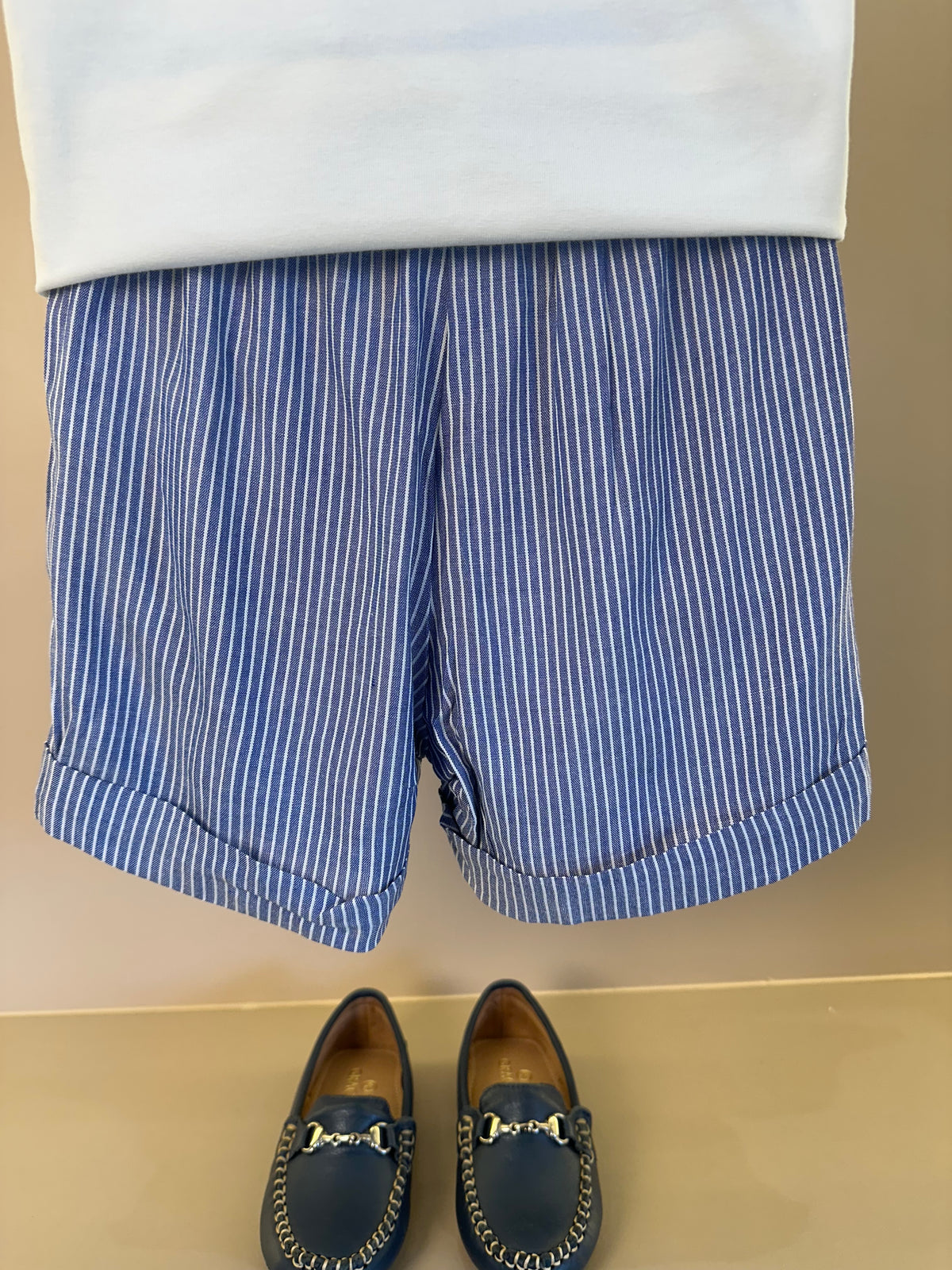 Conjunto Infantil Polo Gola Clássica e Bermuda Listrada