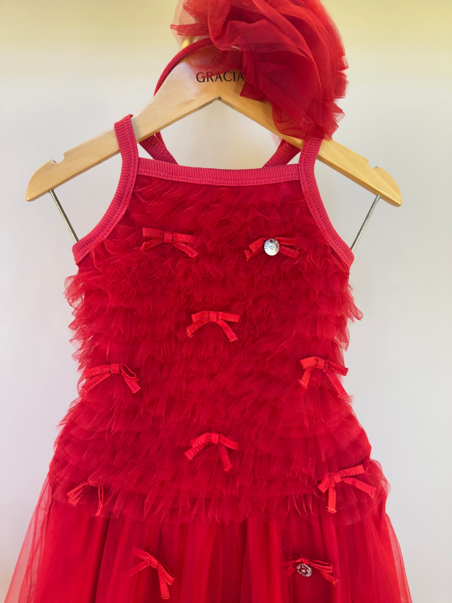 Conjunto Infantil Blusa Tule Frufru e Saia Midi Lacinhos Bordados - Pituchinhus