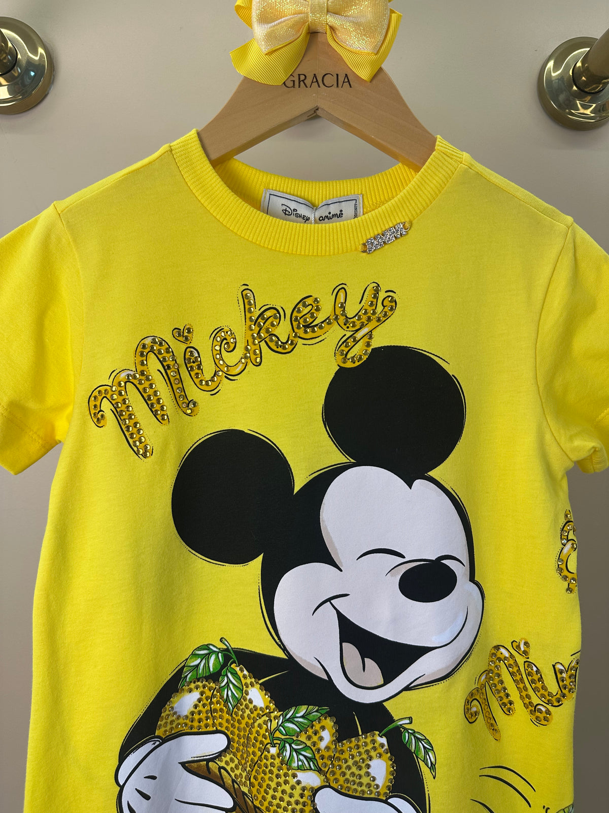 Vestido Infantil Disney Amarelo Mickey e Minnie Limões - Animê