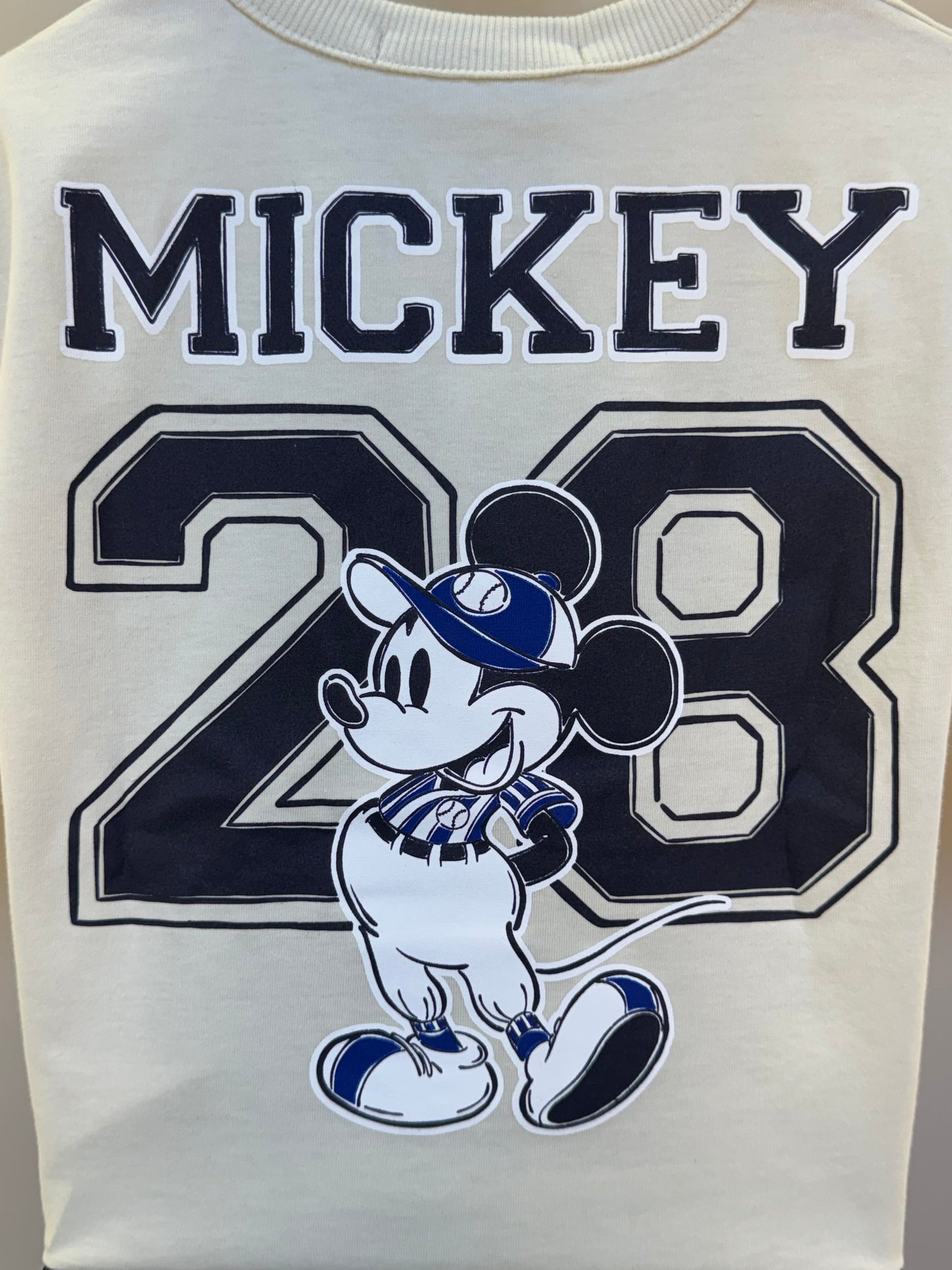 Conjunto Infantil Camiseta Bege Mickey e Bermuda Marinho Listrada - Youccie