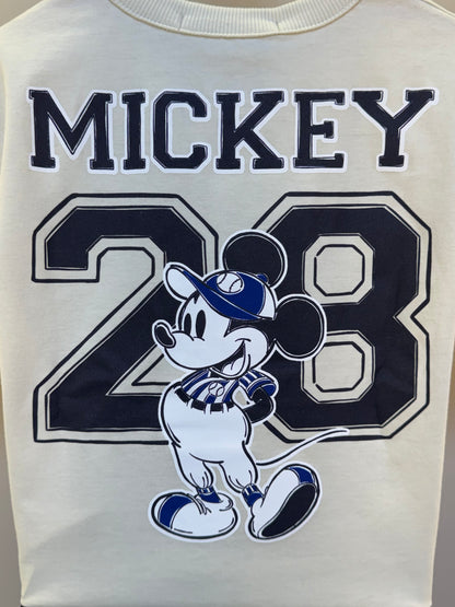 Conjunto Infantil Camiseta Bege Mickey e Bermuda Marinho Listrada - Youccie