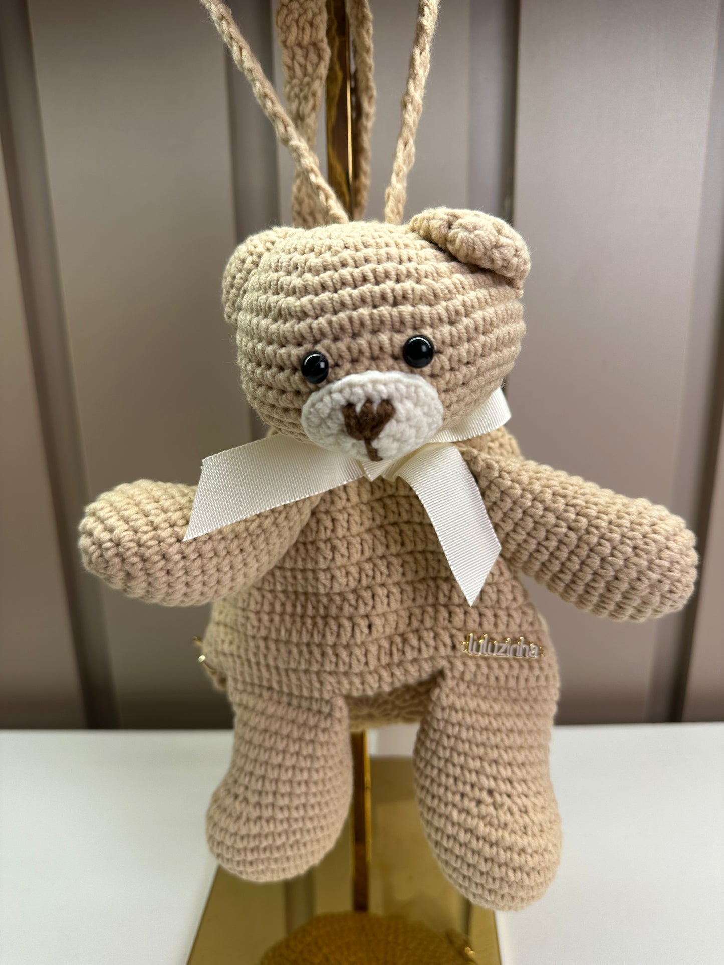 Mochila Infantil Conceito Ursinho Tricot Bege - Luluzinha