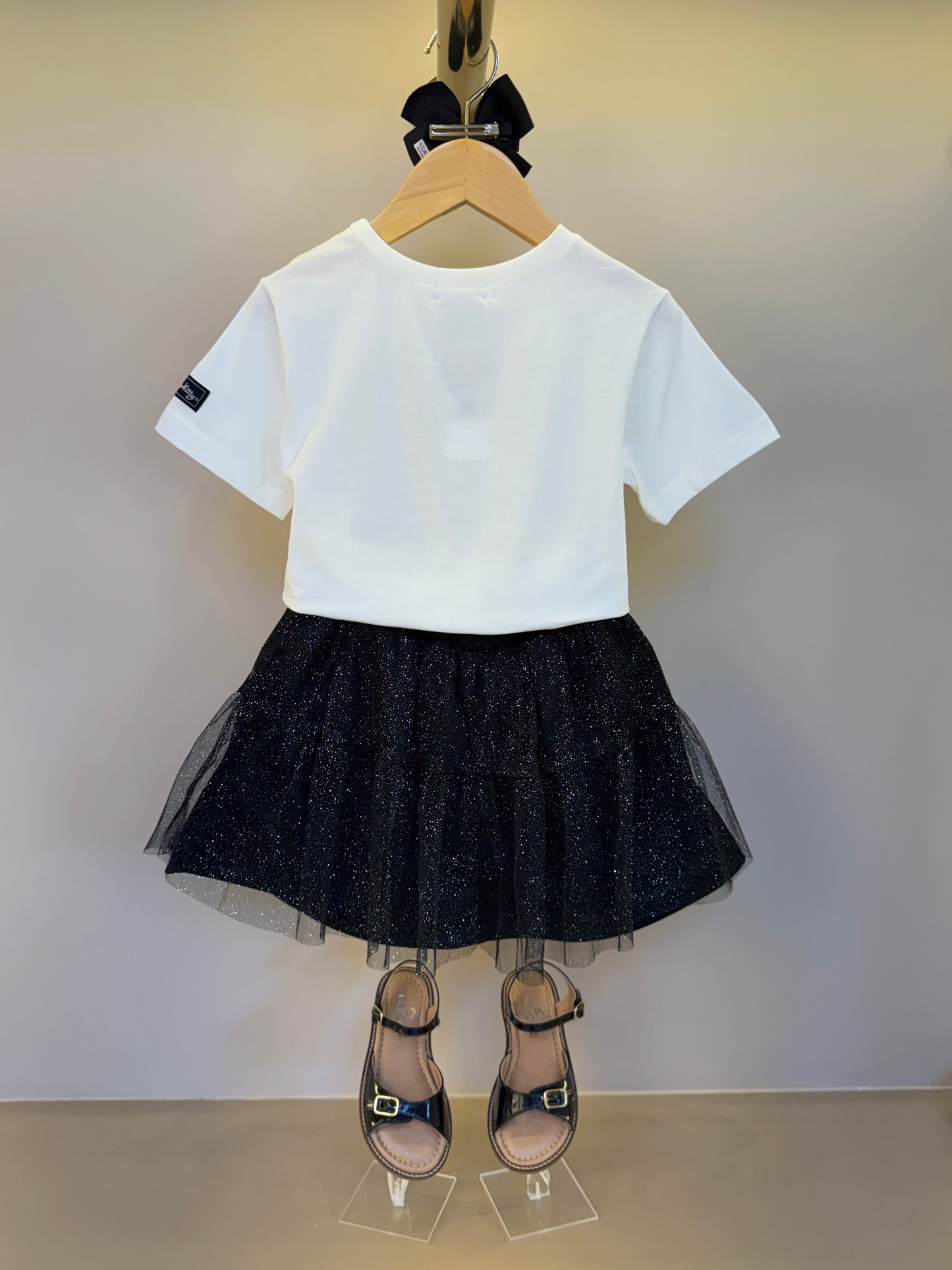 Conjunto Infantil Blusa Hello Kitty Strass com Saia Tule Glitter - Momi