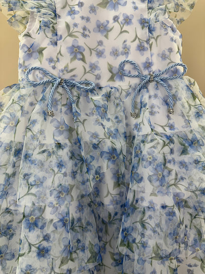 Vestido Infantil Festa Estampa Floral no Tule - Luluzinha