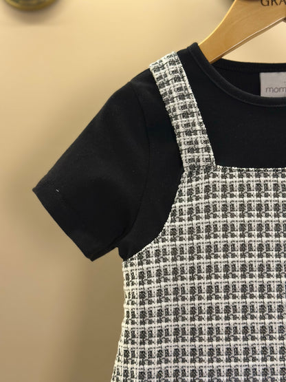 Vestido Infantil MC Sobreposição Tweed Xadrez Preto - Momi