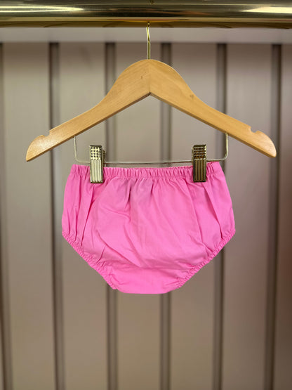 Vestido Bebê Algodão Com Calcinha E Gola Pregas Tricoline Pink - Um Mais Um