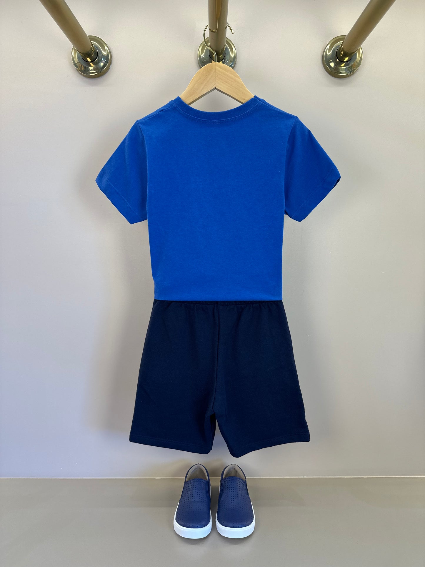 Conjunto Infantil  Camiseta Azul Royal e Bermuda Marinho - Little Johnny