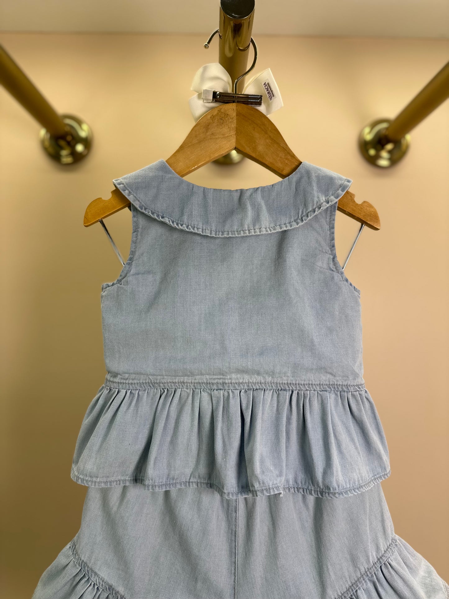 Conjunto Infantil Camisa Regata Jeans Fino Babado Patche e Short Jeans Fino Ursinha com Babado Patche - Pituchinhus