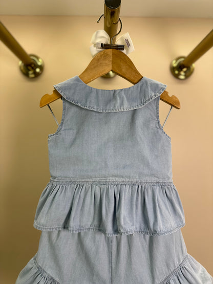 Conjunto Infantil Camisa Regata Jeans Fino Babado Patche e Short Jeans Fino Ursinha com Babado Patche - Pituchinhus