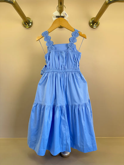 Vestido Infantil Azul Claro Rendinha Laço Maxxi - Animê