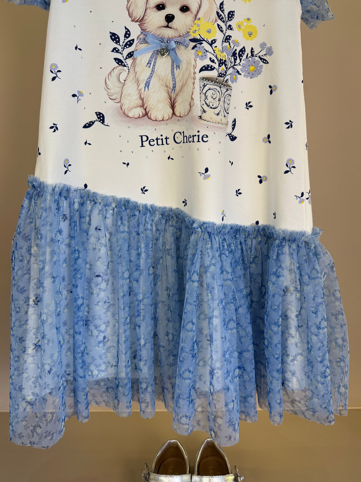 Vestido Infantil Cachorrinho Tule Etampado - Petit Cherie