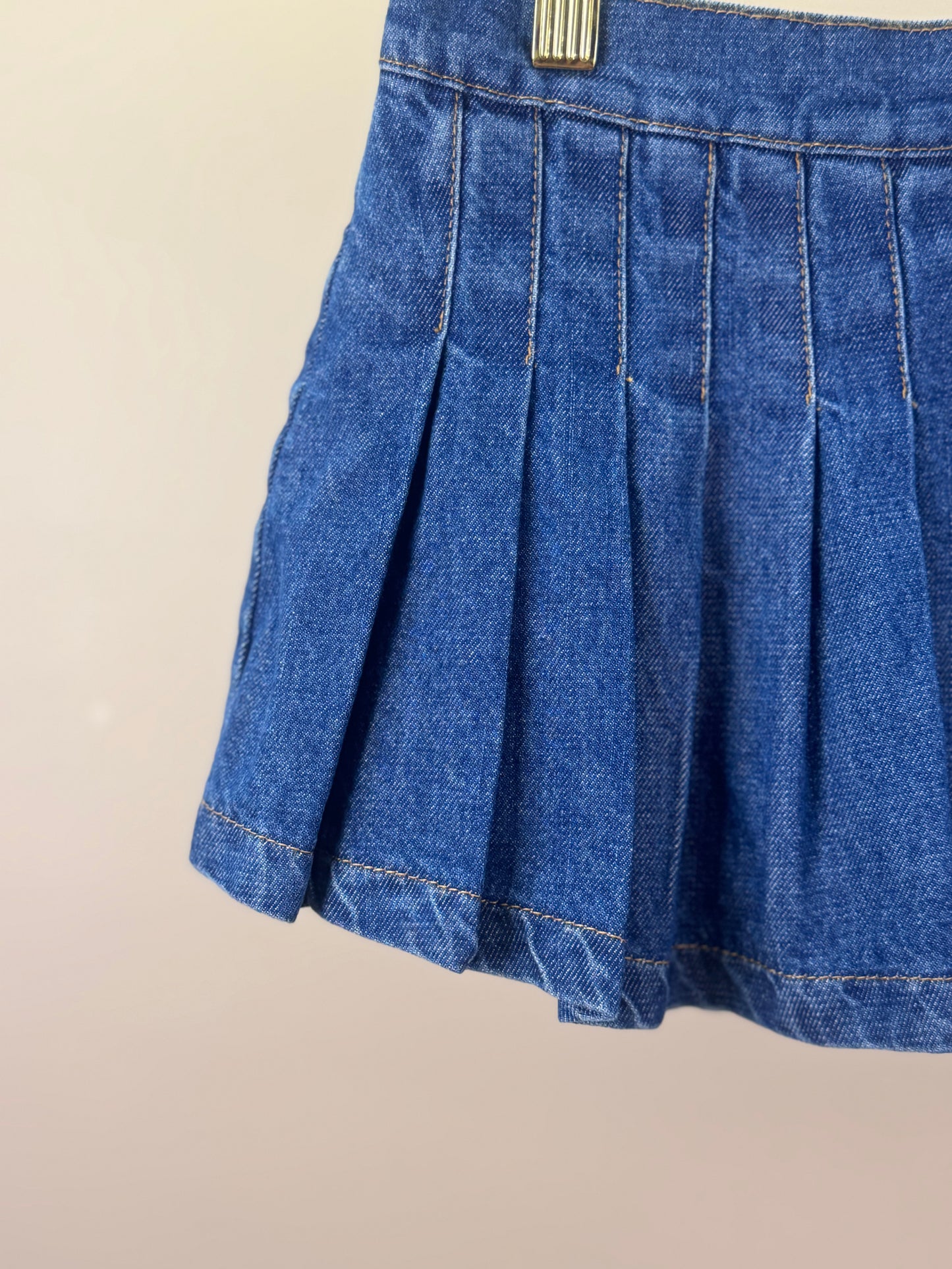 Saia-shorts Infantil Jeans Pochete Laço Pérolas - Luluzinha