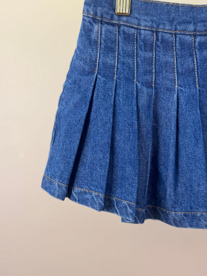 Saia-shorts Infantil Jeans Pochete Laço Pérolas - Luluzinha
