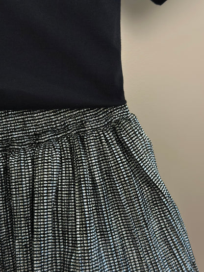 Conjunto Teen Camiseta Oversized e Saia Tule Lurex Plissada Preto - Two In