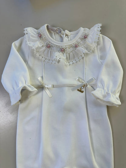 Saída de Maternidade Algodão Bebê Gola Renda Luxo - Roana