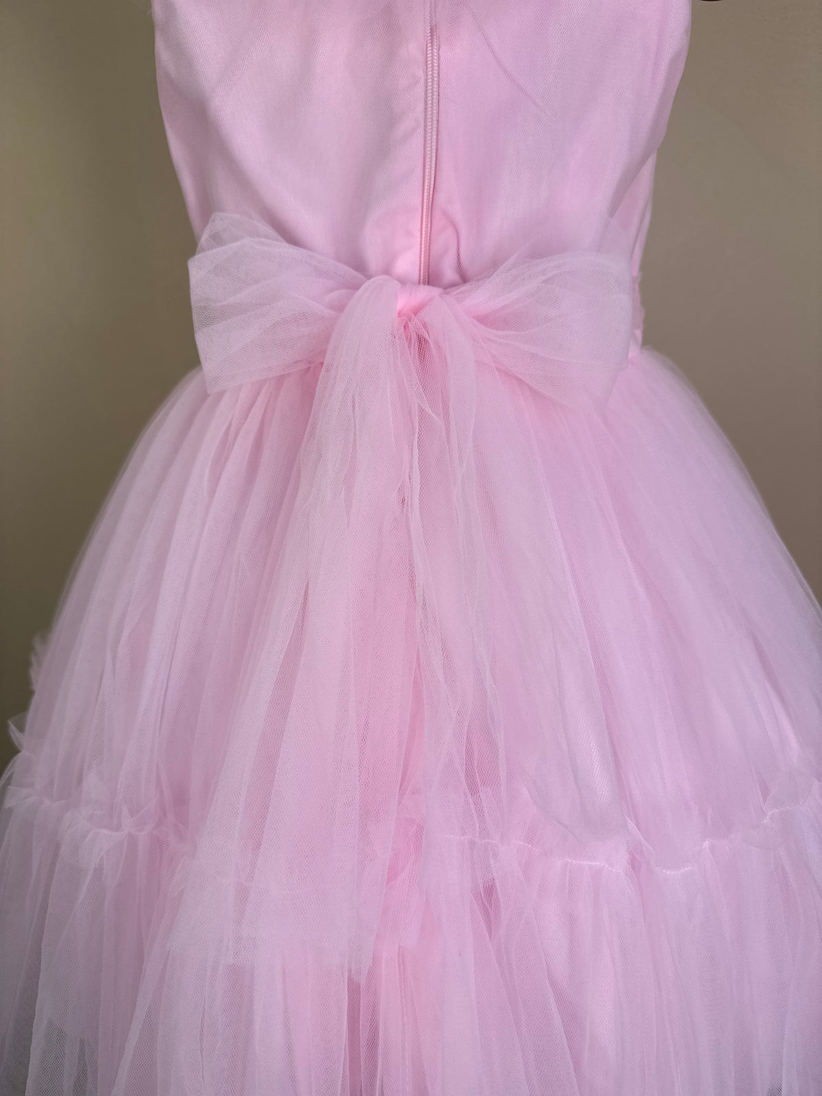 Vestido Infantil Gola Bordada Em Tule Rosa - Petit Cherie