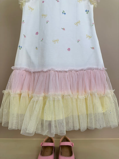 Vestido Infantil Tule Biocolor Estampa Carrossel - Petit Cherie