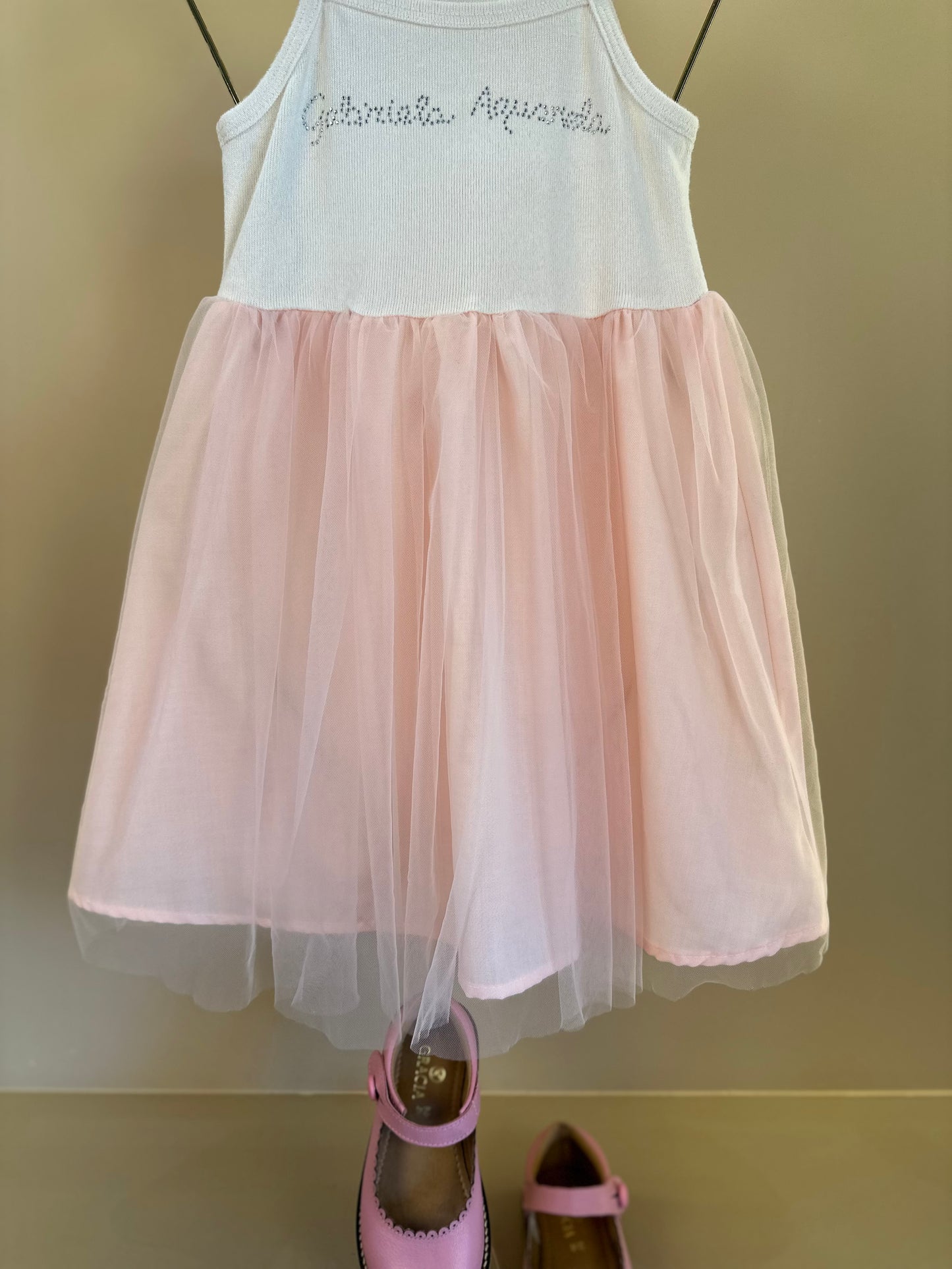 Vestido Infantil Tule Rosa Com Jaquetinha Jeans Laços - Gabriela Aquarela