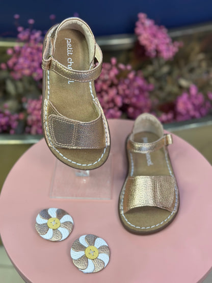 Sandália Infantil Rolimã Cobre/Flor Catavento - Petit Cheval